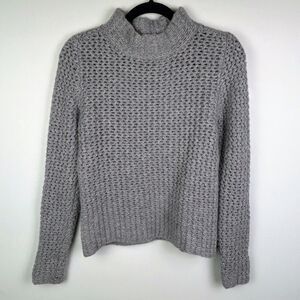 Halogen Nordstrom 100% Cashmere Mock Neck Chunky Open Knit Sweater Taupe Grey S